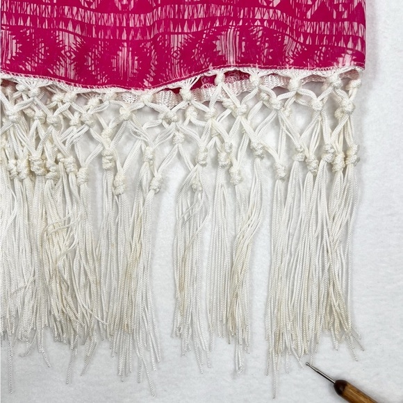 FRANCESCA’S COLLECTION Women's Aztec Sheer Racerback Fringe‎ Swim Coverup M/L - Picture 6 of 11